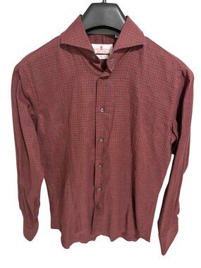 Eredi Pisano Slim Fit Shirt Mens 15.5 39 Multicolor Plaid Italy Multicolor